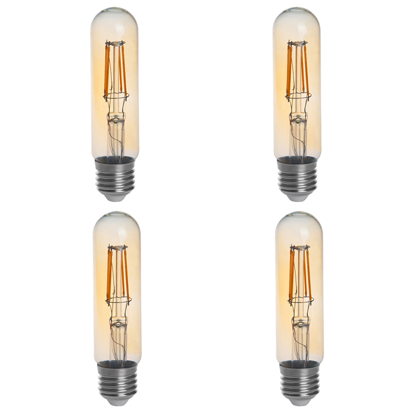 Gold Tint T10 E26/E27 4W LED Vintage Antique Filament Light Bulb, 40W Equivalent, 4-Pack